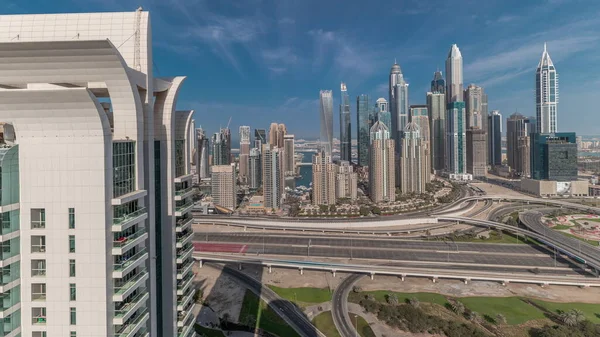 Panorama Showing Dubai Marina Media City Golf Course Highway Intersection — Stockfoto
