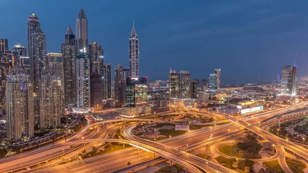 Panorama Dubai Marina Media City Highway Intersection Spaghetti Junction Day —  Fotos de Stock