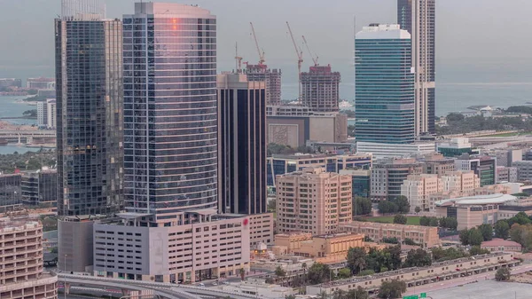 Irodaházak Dubai Internet City Media City Kerület Légi Éjjel Nappal — Stock Fotó
