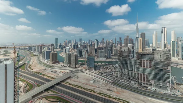 Πανόραμα Δείχνει Ορίζοντα Του Ντουμπάι Επιχειρηματικό Κόλπο Και Downtown Περιοχή — Φωτογραφία Αρχείου