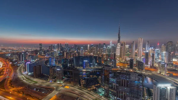 Panoramic Skyline Modern Architecture Dubai Business Bay Downtown Towers Day — Stockfoto