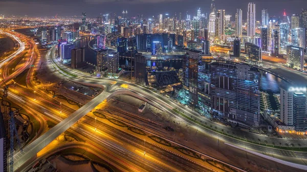 Πανόραμα Δείχνει Ορίζοντα Του Ντουμπάι Επιχειρηματικό Κόλπο Και Downtown District — Φωτογραφία Αρχείου
