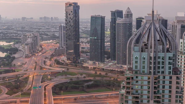 Huge Highway Crossroad Junction Jlt District Dubai Marina Intersected Sheikh — Stock Fotó