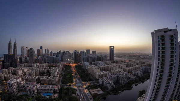 Skyscrapers Barsha Heights District Low Rise Buildings Greens District Aerial — Stockfoto