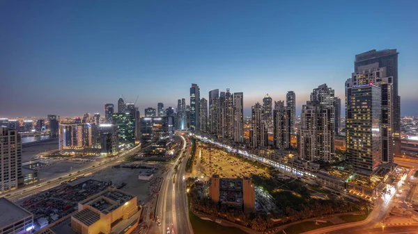 Panorama Der Bay Avenue Mit Modernen Wohntürmen Business Bay Antenne — Stockfoto