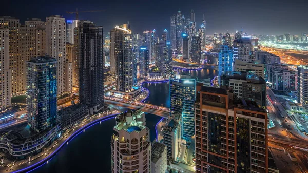 Panorama Showing Various Skyscrapers Tallest Recidential Block Dubai Marina Jdr — Foto Stock