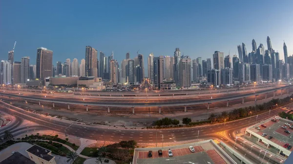 Panoramablick Auf Die Wolkenkratzer Der Dubai Marina Und Die Sheikh — Stockfoto