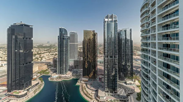 Panorama Visar Höga Bostadshus Vid Jlt Distriktets Antenn Del Dubais — Stockfoto