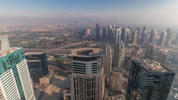 Panorama Över Dubai Marina Med Jlt Skyskrapor Och Golfbana Dubai — Stockfoto
