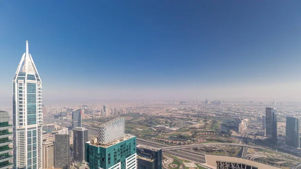 Aerial Skyline Golf Club Szállodák Lakónegyedek Messze Sivatagban Dubai Egyesült — Stock Fotó