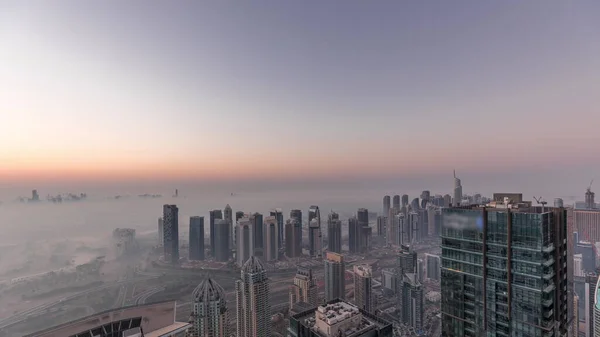 Panorama Dubai Marina Jlt Skyscrapers Golf Course Night Day Transition — Foto de Stock
