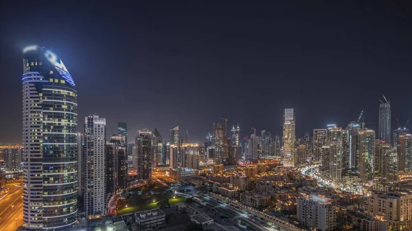 Panorama Showing Dubai Business Bay Downtown Towers Old Town Aerial —  Fotos de Stock