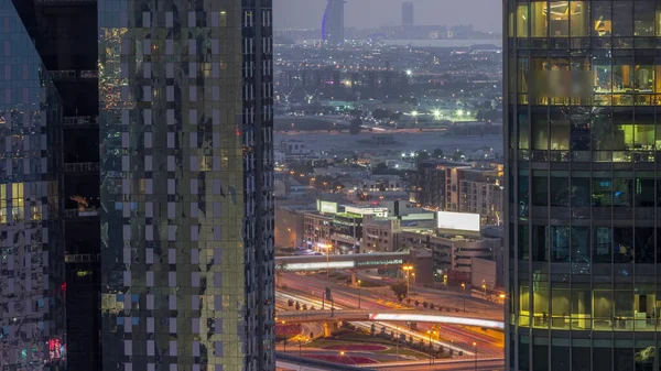 Villas Famous Hotel Horizon Line Dubai Downtown Big Intersection Aerial — Stock Photo, Image