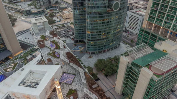 Dubai Uluslararası Finans Merkezi Gökdelenleri Geçit Caddesi Üzerinde Hava Gününden — Stok fotoğraf