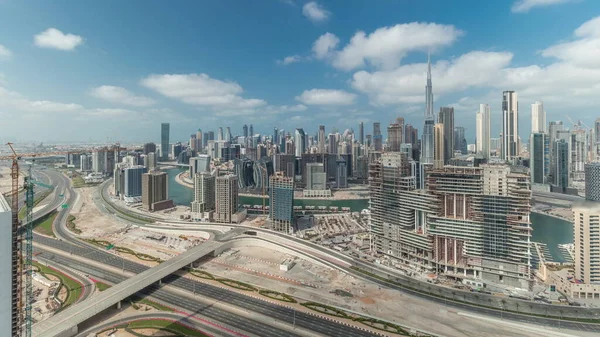 Панорама Демонструє Горизонт Дубая Діловою Бухтою Районом Міста Повітряний Вид — стокове фото