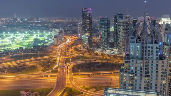 Huge Highway Crossroad Junction Jlt District Dubai Marina Intersected Sheikh — Stock Photo, Image