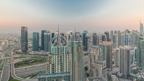 Небоскрёбы Dubai Marina Jlt Вдоль Лестничной Площадки Sheikh Zayed Road — стоковое фото