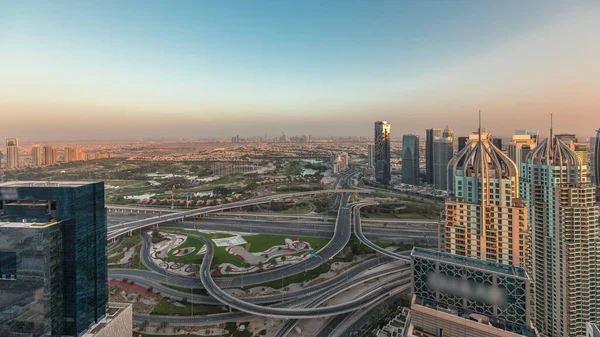 Panorama Showing Dubai Marina Jlt Skyscrapers Sheikh Zayed Road Huge — Fotografia de Stock