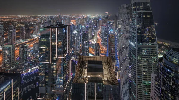 Panorama Showing Dubai Marina Jlt Jbr District Traffic Highway Skyscrapers — Stock Fotó