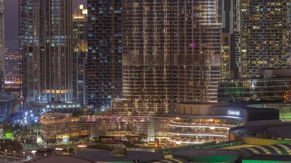 Shopping Mall Exterior Reastaurants Day Night Transition Sunset Dubai United — Foto de Stock