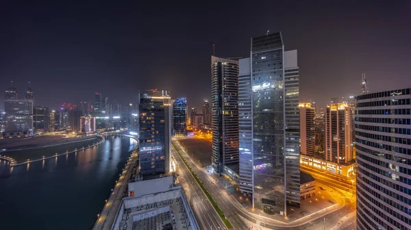 Paisaje Urbano Rascacielos Centro Dubai Business Bay Con Antena Canal —  Fotos de Stock