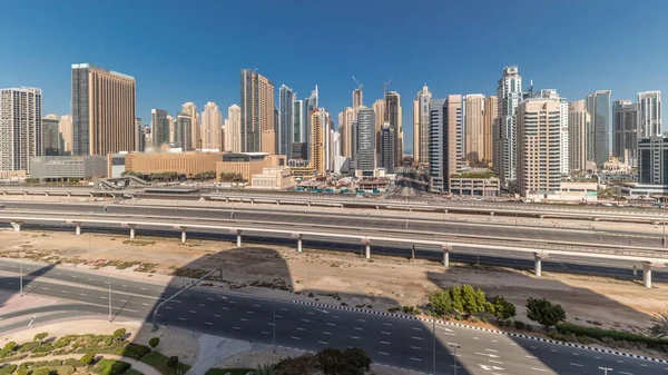 Panorama Mostrando Arranha Céus Marina Dubai Estrada Sheikh Zayed Com — Fotografia de Stock