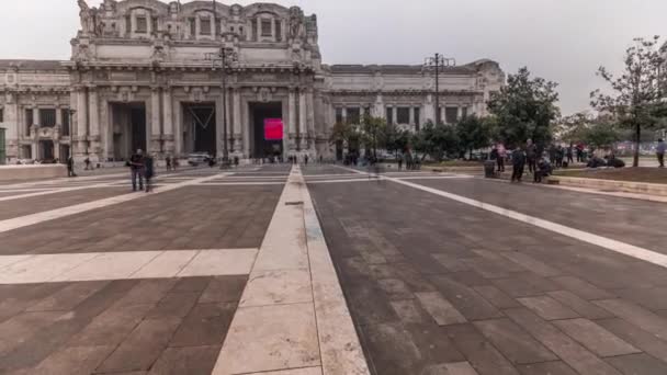 Panorama Milano Centrale Timelapse Main Central Railway Station City Milan — 图库视频影像
