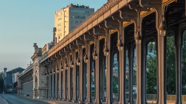 Seine Most Bir Hakeim Během Východu Slunce Timelapse Centru Paříže — Stock video