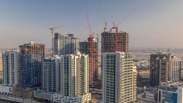 Türme Der Business Bay Antenne Dubai Vereinigte Arabische Emirate Baustellenblick — Stockfoto