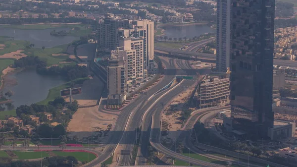 Gran Cruce Caminos Entre Distrito Jlt Puerto Deportivo Dubai Intersecado — Foto de Stock
