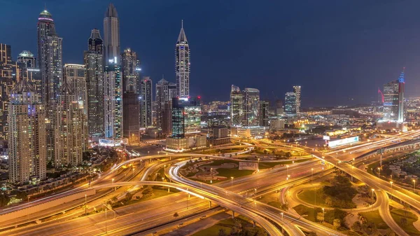 Panorama Dubai Marina Los Medios Comunicación Ciudad Intersección Carretera Espagueti —  Fotos de Stock
