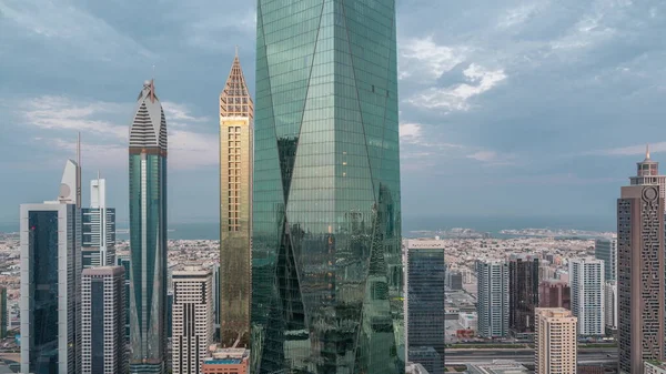 Centre Financier Ville Dubaï Avec Des Gratte Ciel Luxe Éclairés — Photo