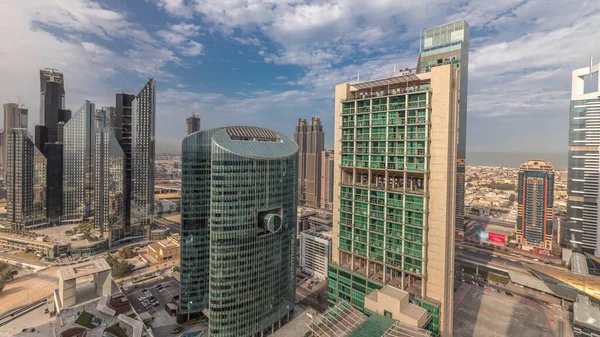 Panorama Ukazuje Dubajské Mezinárodní Finanční Centrum Mrakodrapy Promenádou Bráně Avenue — Stock fotografie