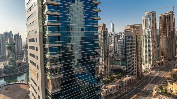 Panorama Que Muestra Área Dubai Marina Jbr Famoso Timelapse Aéreo — Foto de Stock
