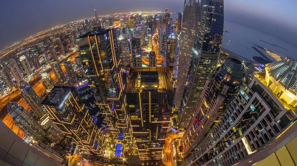 Skyline Panorama Der Dubai Marina Mit Kanal Umgeben Von Beleuchteten — Stockfoto
