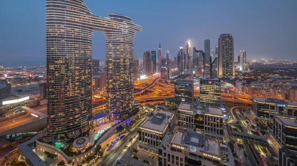 Футуристический Дубай Dubai Downtown Fessial District Skyline Shield Aeriage Days — стоковое фото