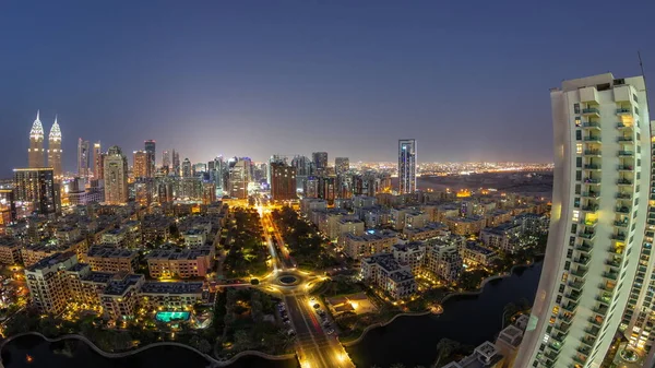 Panorama Con Rascacielos Distrito Barsha Heights Edificios Poca Altura Antena —  Fotos de Stock