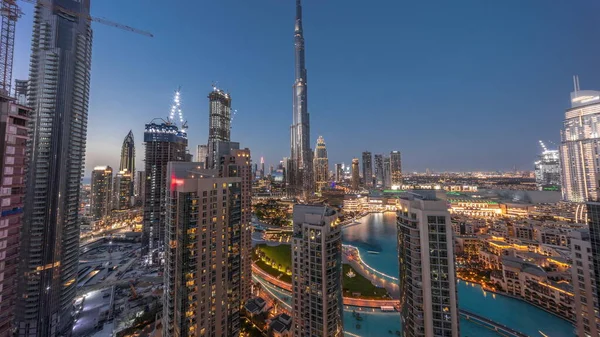Panorama Dubai Céntrico Paisaje Urbano Con Rascacielos Más Altos Alrededor —  Fotos de Stock