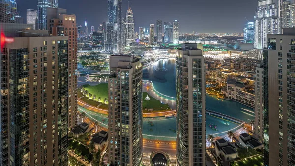 Панорама Показує Дубай Центрі Міста Цитарний Пейзаж Найвищими Хмарочосами Навколо — стокове фото