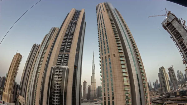 Panorama Van Hoogste Wolkenkrabbers Het Centrum Van Dubai Gelegen Bouleward — Stockfoto