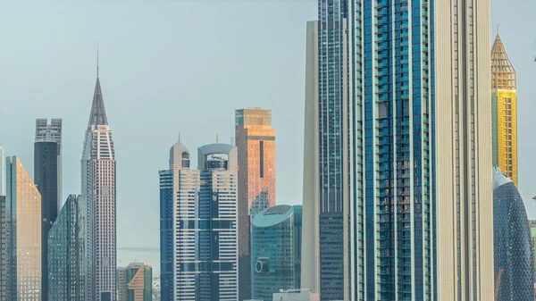 Fila Los Edificios Altos Alrededor Sheikh Zayed Road Distrito Difc — Foto de Stock