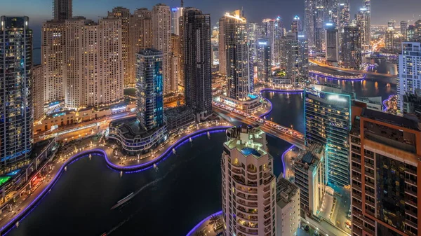 Blick Auf Verschiedene Wolkenkratzer Höchsten Wohnblock Dubai Marina Und Jbr — Stockfoto