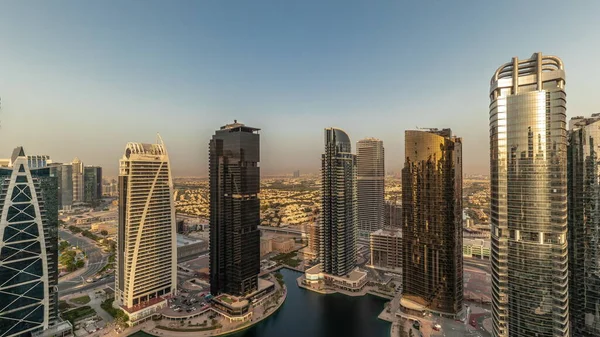 Tall Residential Buildings Jlt District Aerial Timelapse Sunset Part Dubai — Stock Photo, Image