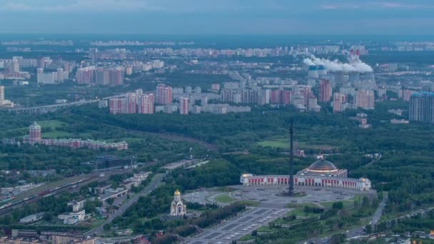 Pandangan Atas Udara Moskow Hari Kota Malam Tilapse Setelah Matahari — Stok Video