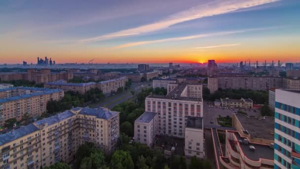 Obytné Budovy Leninskiy Avenue Stalin Mrakodrapy Panorama Města Při Východu — Stock video