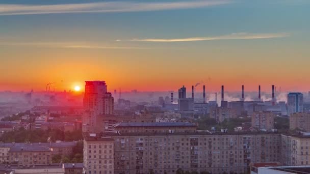 Wohnhäuser Der Leninskij Allee Stalin Wolkenkratzer Rauchende Pfeifen Und Stadtpanorama — Stockvideo