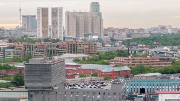 Paesaggio Urbano Mosca Timelapse Tetto Edifici Residenziali Ostankinskaya Torre Vista — Video Stock