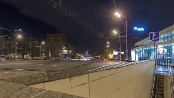 Automobilový Provoz Kutuzov Avenue Moskvě Zastavil Pohled Východu Podzemní Křižovatky — Stock video