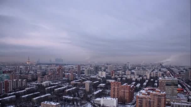 Binanın Panoramik Hava Manzarası Moskova Nın Merkezinden Gece Gündüz Geçiş — Stok video