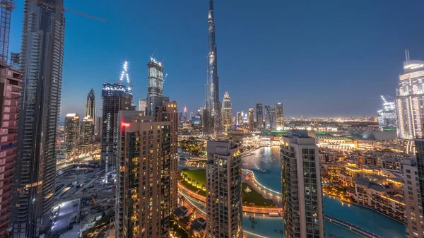 Panorama Del Paisaje Urbano Del Centro Dubái Con Rascacielos Más —  Fotos de Stock